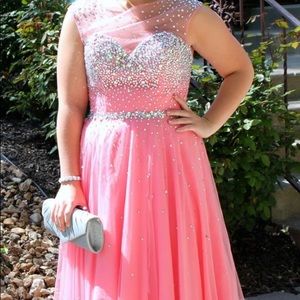Coral pink Tony Bowles prom gown.